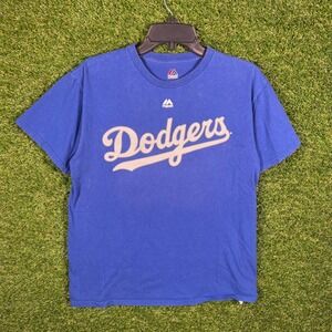Majestic Los Angeles Dodgers Puig 66 Baseball T Shirt Men's Medium Blue